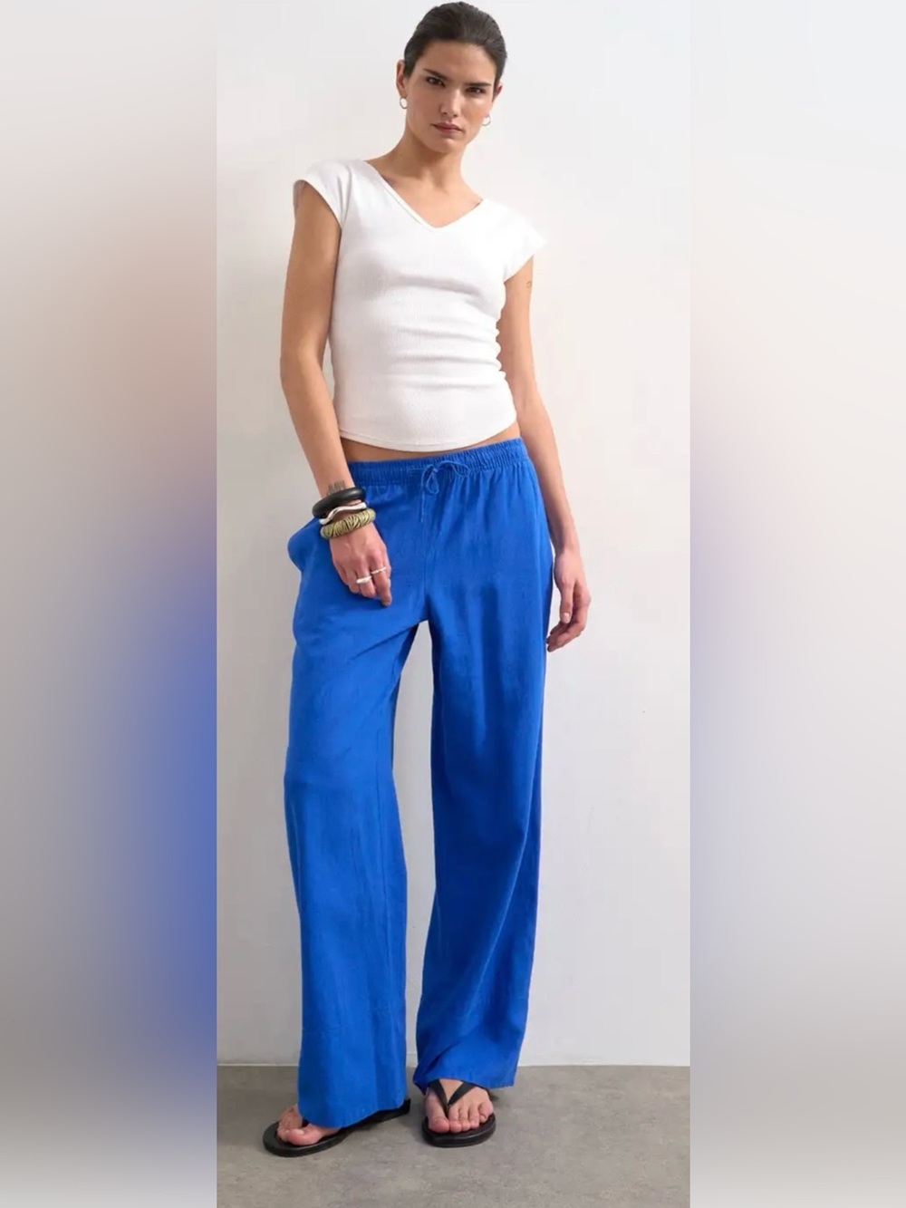 TOPSHOP Linen Wide Leg Pants Size 10